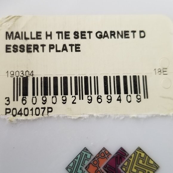 RARE AUTHENTIC HERMES CHINA TIE SET MAILLE DESSERT SALAD APPETIZER ACCENT PLATE - Picture 7 of 9